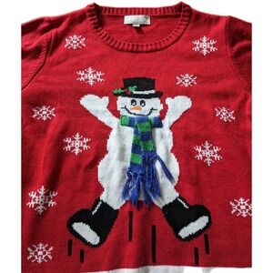 New Year's Christmas‎ Red Sweater 21" Pit Pit Free Shipping Size L Nice Quality